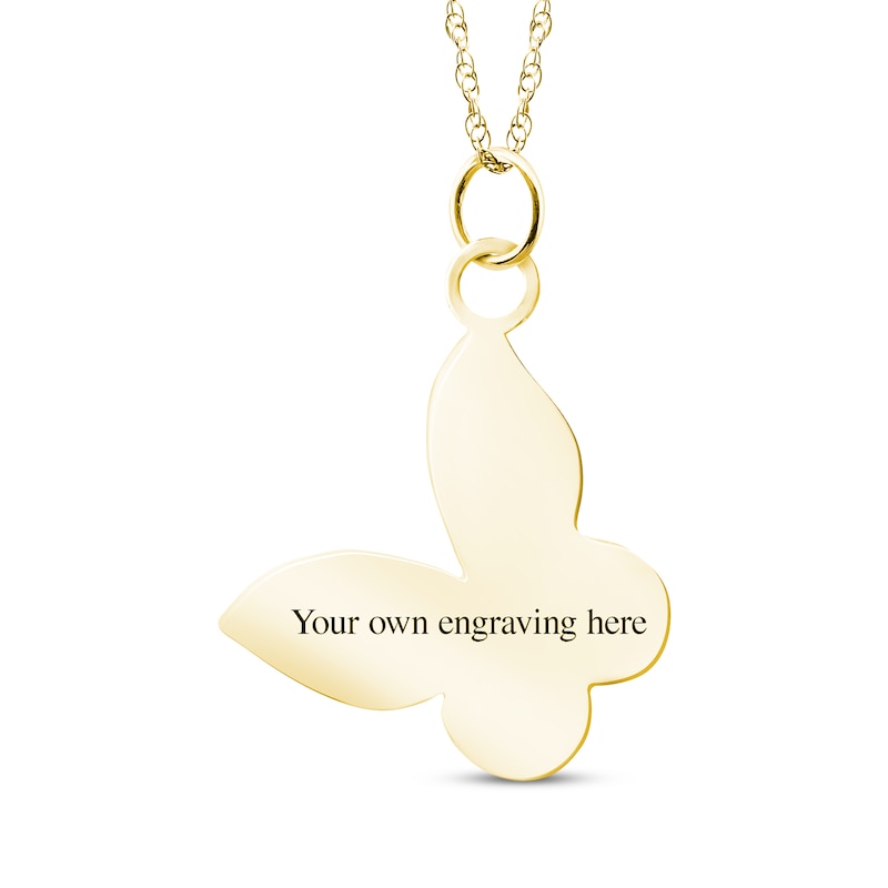 Your Own Fingerprint Butterfly Necklace 10K Yellow Gold 18"