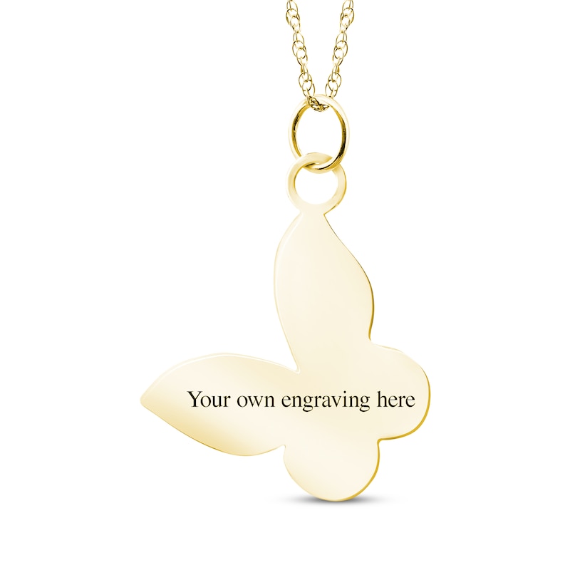 Main Image 2 of Your Own Fingerprint Tilted Butterfly Necklace 10K Yellow Gold 18&quot;