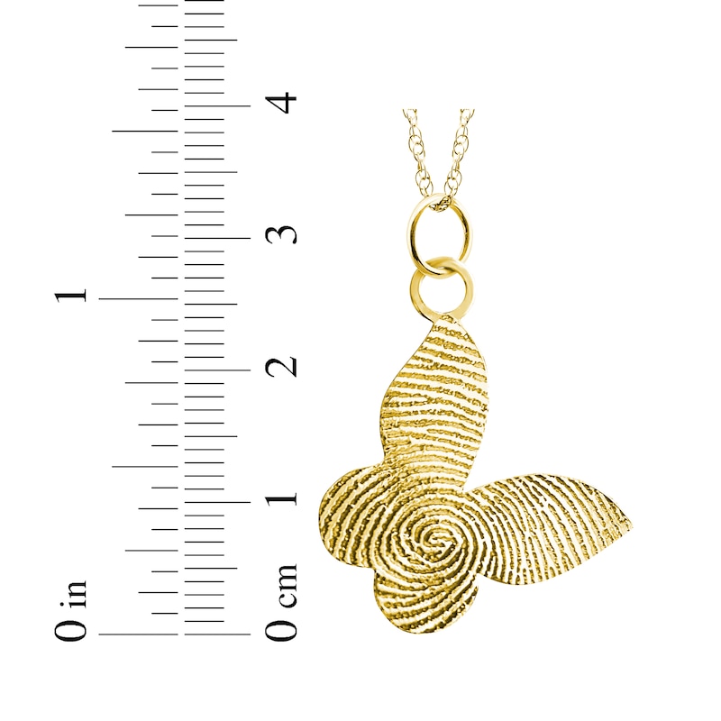 Your Own Fingerprint Butterfly Necklace 10K Yellow Gold 18"