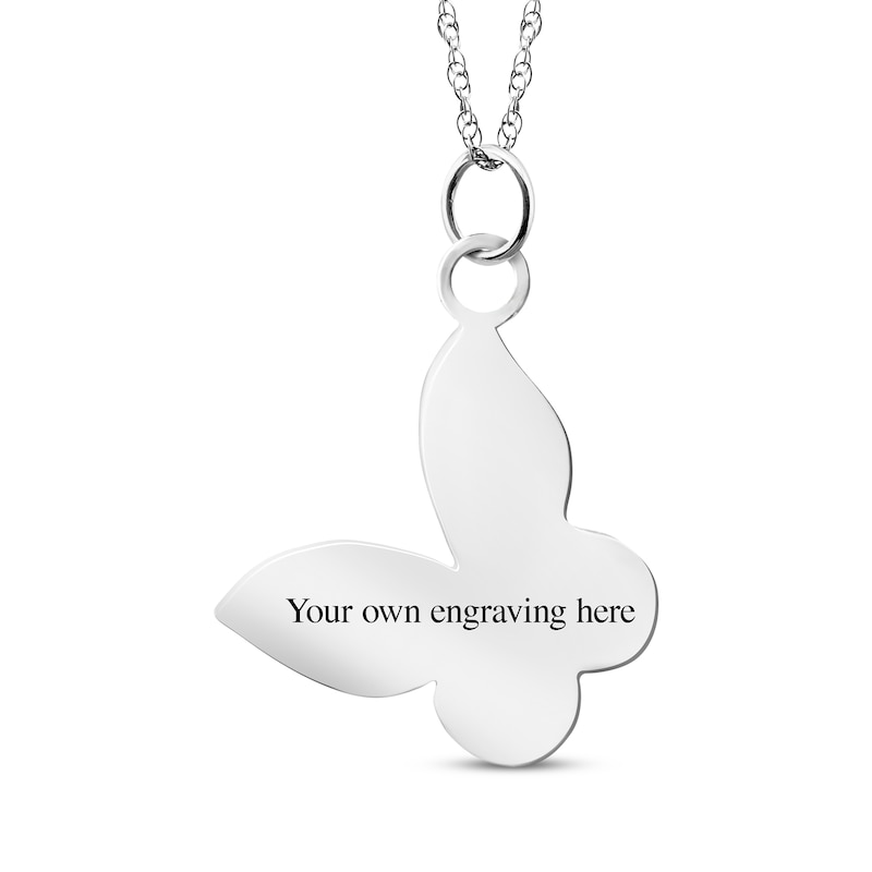 Main Image 2 of Your Own Fingerprint Butterfly Necklace 10K White Gold 18&quot;