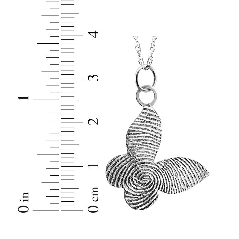 Main Image 4 of Your Own Fingerprint Butterfly Necklace 10K White Gold 18&quot;