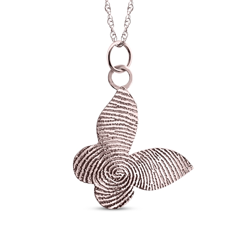 Main Image 1 of Your Own Fingerprint Butterfly Necklace 10K Rose Gold 18&quot;