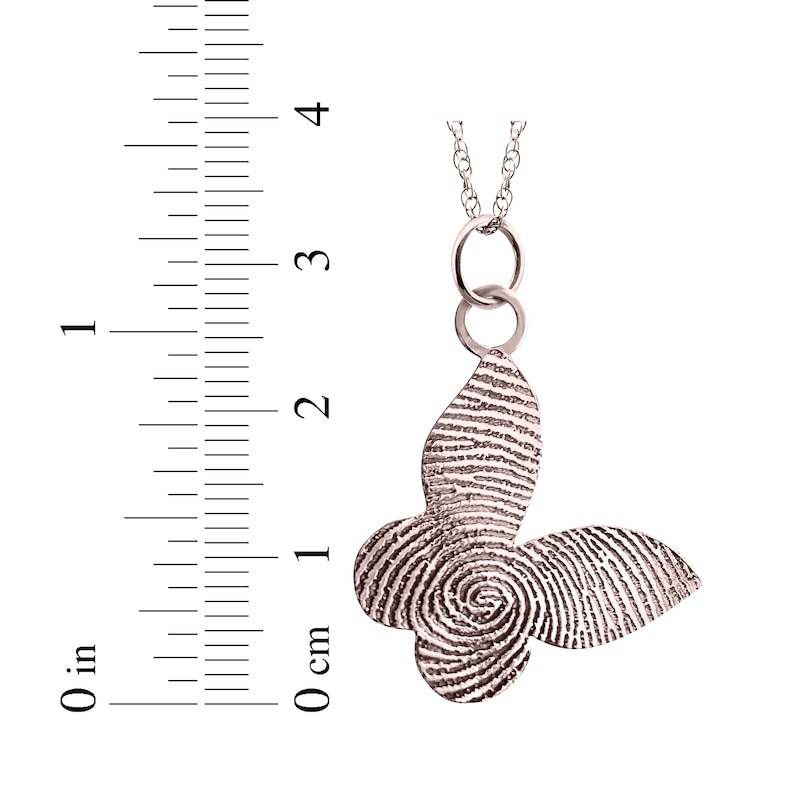 Main Image 4 of Your Own Fingerprint Butterfly Necklace 10K Rose Gold 18&quot;