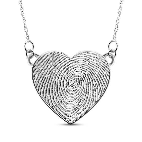 Your Own Fingerprint Heart Necklace Sterling Silver 18"