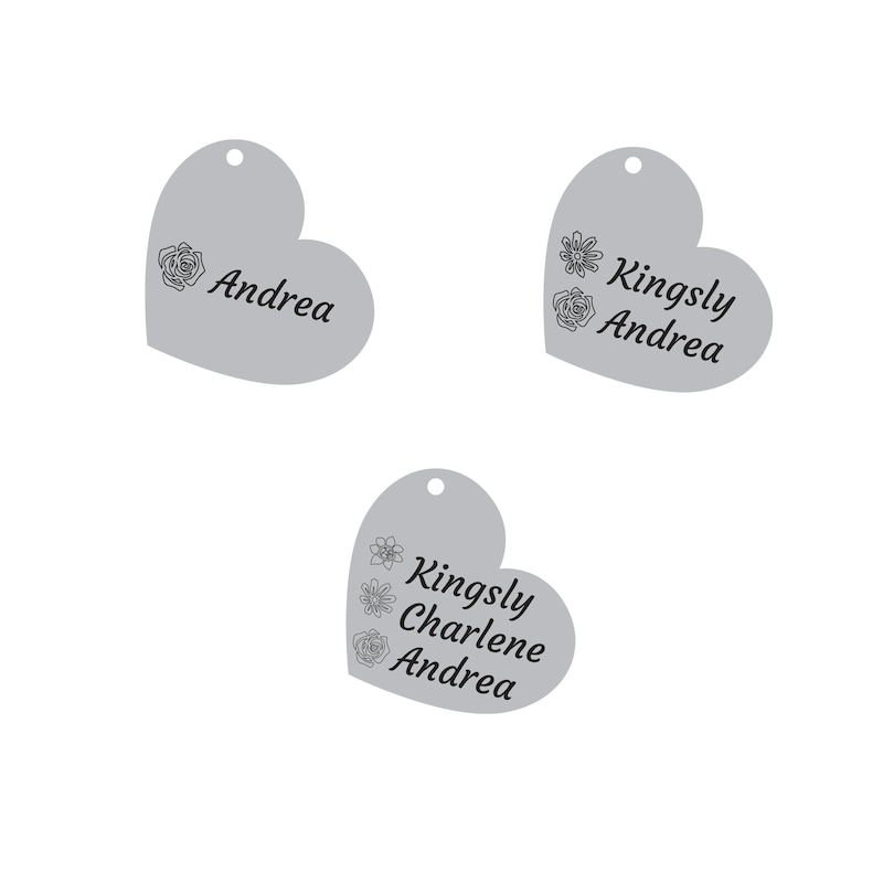 Main Image 5 of Family Birth Flower & Name Tilted Heart Necklace 14K Rose Gold 18&quot;