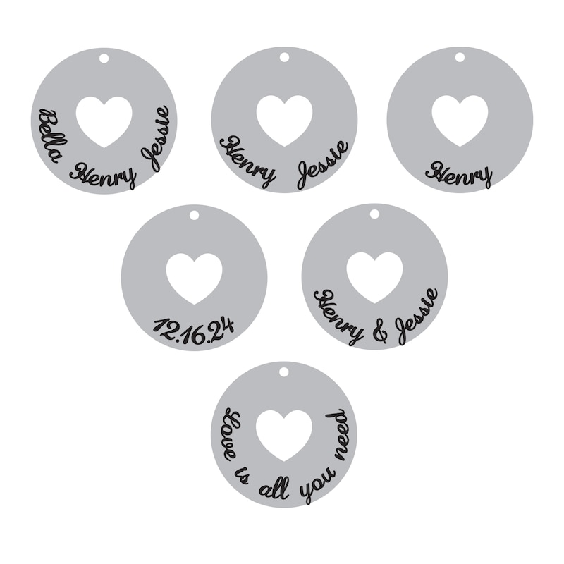 Main Image 4 of Heart Cutout Disc Family Name Necklace 14K White Gold 18"