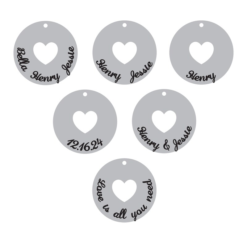 Main Image 4 of Heart Cutout Disc Family Name Necklace 14K Yellow Gold 18&quot;