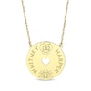 Thumbnail Image 1 of Family Birth Flower & Name Heart Cutout Disc Necklace 10K Yellow Gold 18&quot;