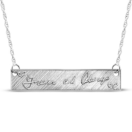 Your Own Handwriting Embossed Bar Necklace Sterling Silver 18"
