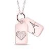 Thumbnail Image 1 of Your Own Handwriting Initial & Heart Mini Tags Necklace 10K Rose Gold 18&quot;