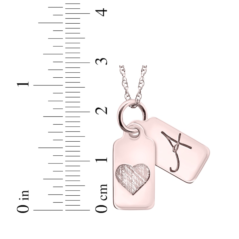 Main Image 3 of Your Own Handwriting Initial & Heart Mini Tags Necklace 10K Rose Gold 18&quot;
