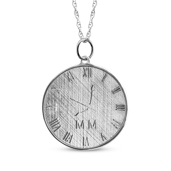 Customized Time Clock Necklace Sterling Silver 18"