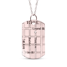 Diamond Accent Map Dog Tag Necklace 10K Rose Gold 18"