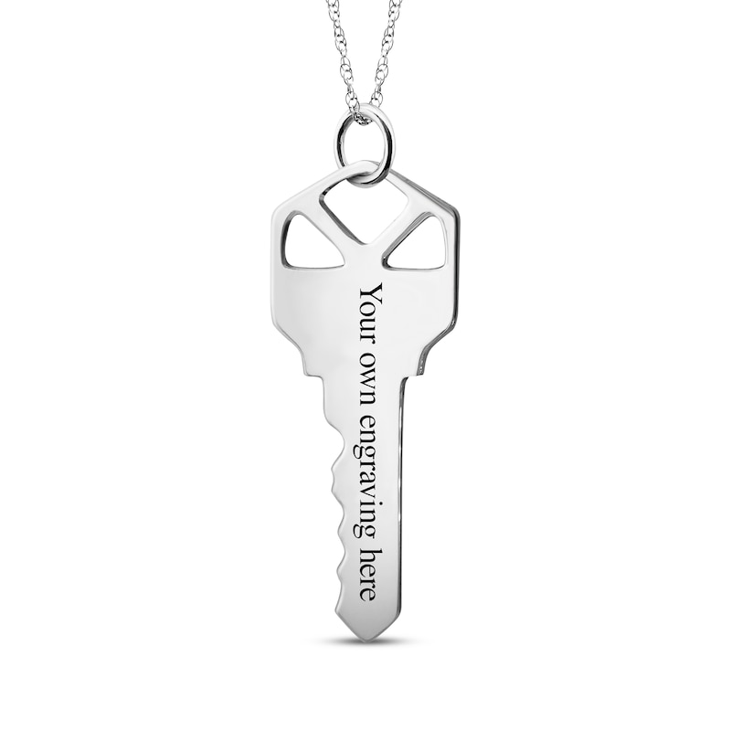 Your Own Handwriting Cutout Key Necklace Sterling Silver 18"