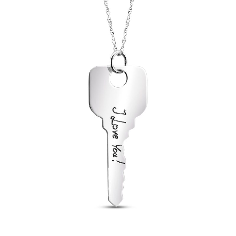 Your Own Handwriting Key Necklace Sterling Silver 18"