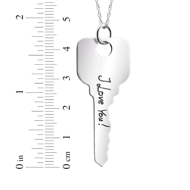 Your Own Handwriting Key Necklace Sterling Silver 18"