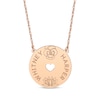 Thumbnail Image 1 of Family Birth Flower & Name Heart Cutout Disc Necklace 14K Rose Gold 18&quot;