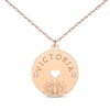 Thumbnail Image 1 of Diamond Accent Birth Month Flower & Name Circle Necklace 14K Rose Gold 18&quot;
