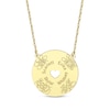 Thumbnail Image 1 of Birth Flower & Family Name Heart Cutout Disc Necklace 10K Yellow Gold 18&quot;