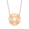 Thumbnail Image 1 of Birth Flower & Family Name Heart Cutout Disc Necklace 14K Rose Gold 18&quot;