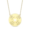 Thumbnail Image 1 of Birth Flower & Family Name Heart Cutout Disc Necklace 14K Yellow Gold 18"