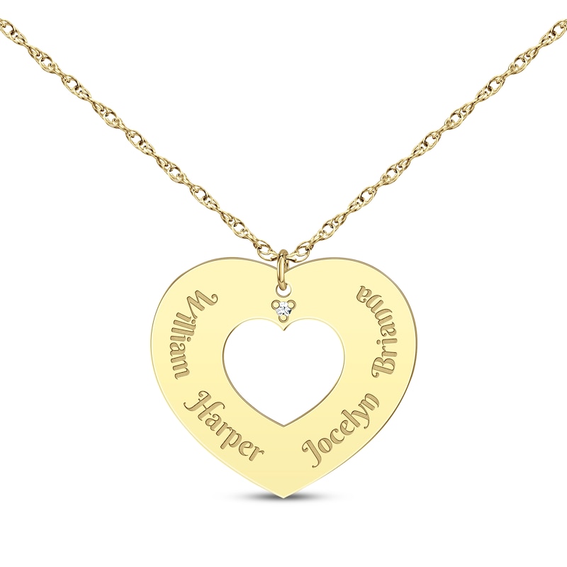 Main Image 1 of Diamond Accent Names Heart Cutout Necklace 10K Yellow Gold 18&quot;