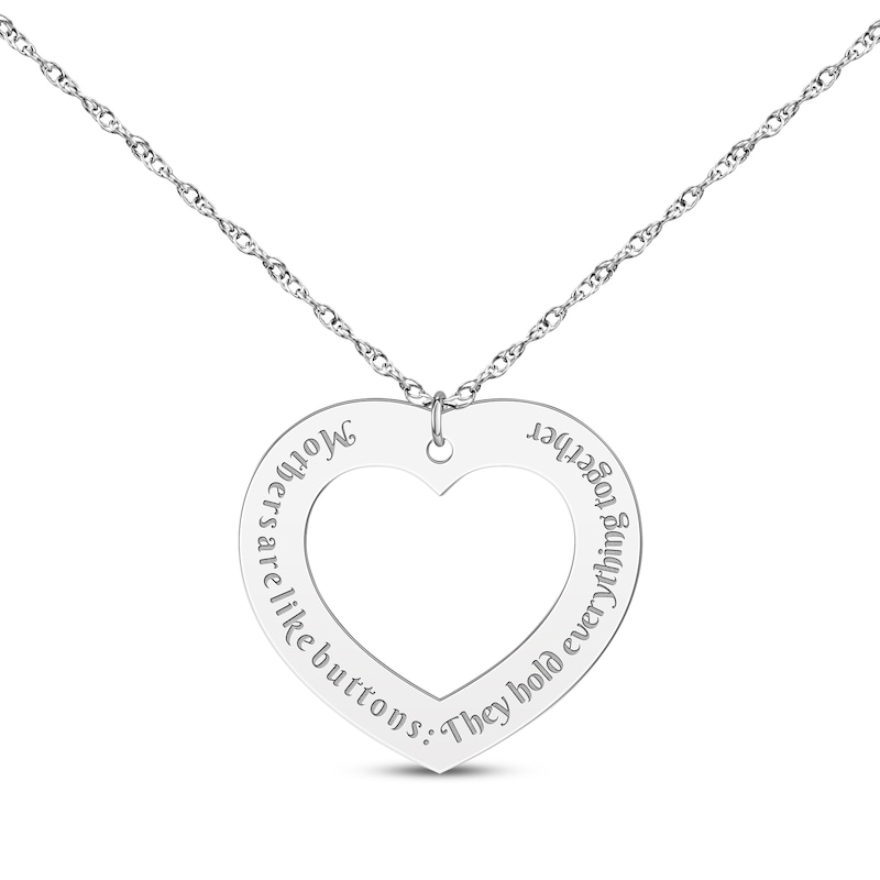 Main Image 1 of Cutout Heart Message Necklace 10K White Gold 18&quot;