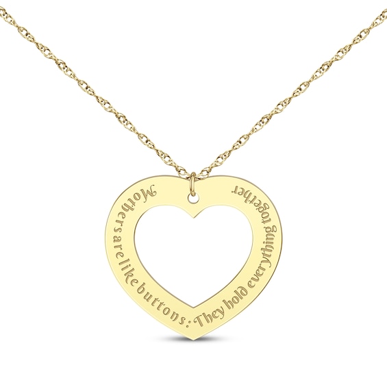 Cutout Heart Message Necklace 10K Yellow Gold 18"