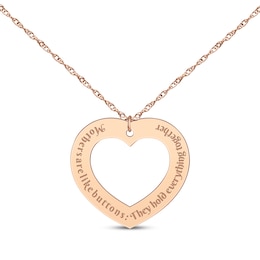 Cutout Heart Message Necklace 14K Rose Gold 18"