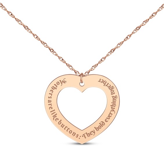 Cutout Heart Message Necklace 14K Rose Gold 18"