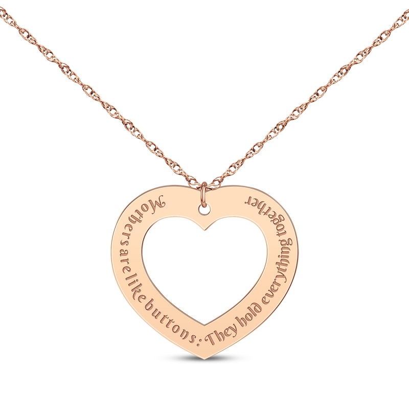Main Image 1 of Cutout Heart Message Necklace 14K Rose Gold 18"