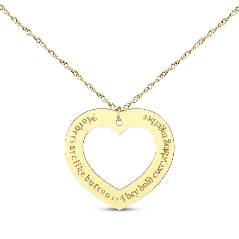 Main Image 1 of Cutout Heart Message Necklace 14K Yellow Gold 18"