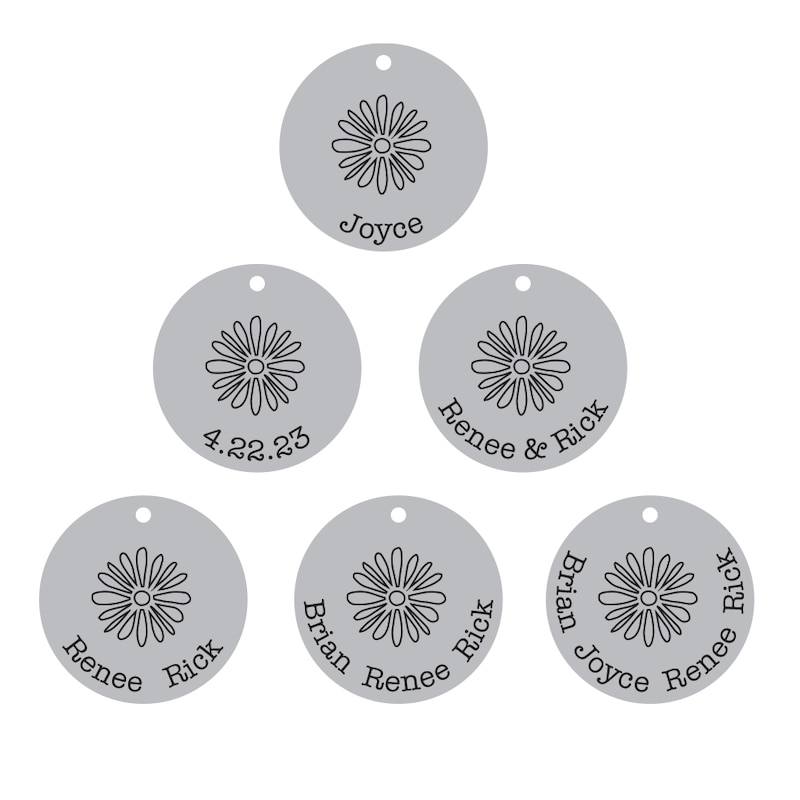 Main Image 4 of Family Birth Flower & Name Disc Necklace 14K White Gold 18"