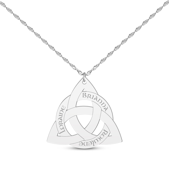 Celtic Triangle Name Necklace 10K White Gold 18"