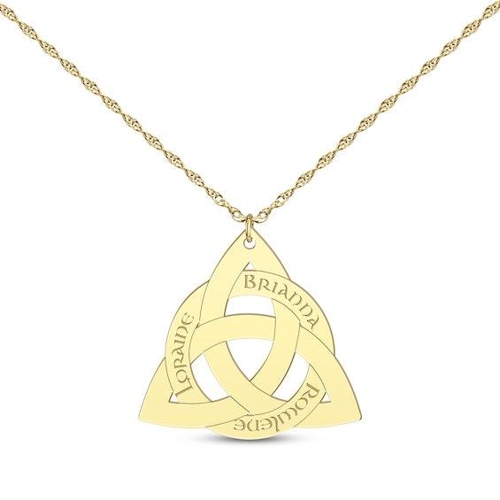 Celtic Triangle Name Necklace 10K Yellow Gold 18"
