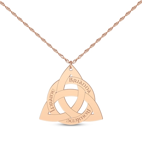 Celtic Triangle Name Necklace 14K Rose Gold 18"