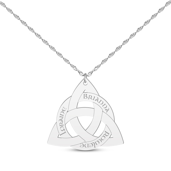 Celtic Triangle Name Necklace 14K White Gold 18"