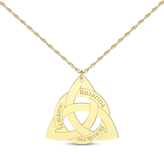 Celtic Triangle Name Necklace 14K Yellow Gold 18"