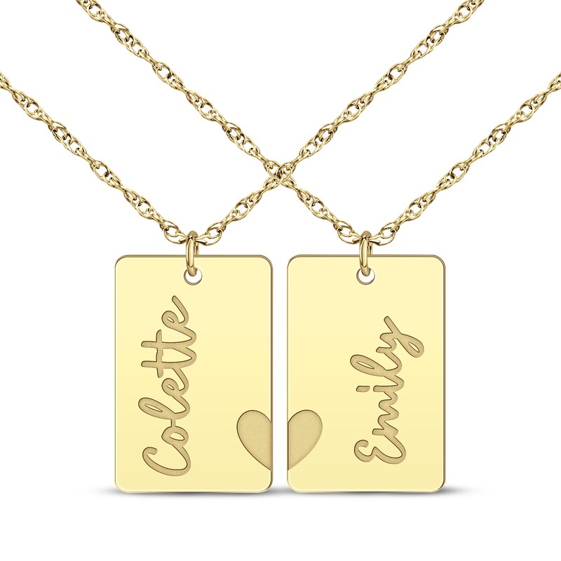 Main Image 1 of Friends Heart Name Tag Necklace Set 10K Yellow Gold 18&quot;