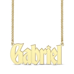 Men's Gothic Name Necklace 10K Yellow Gold 22"