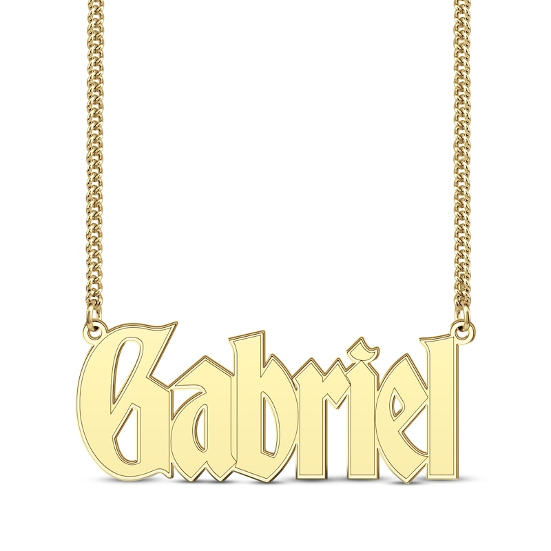 Main Image 1 of Men's Gothic Name Necklace 10K Yellow Gold 22&quot;
