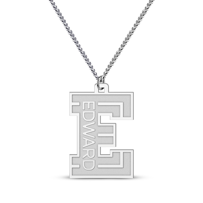 Main Image 1 of Men's Stencil Initial & Name Necklace Sterling Silver 22&quot;