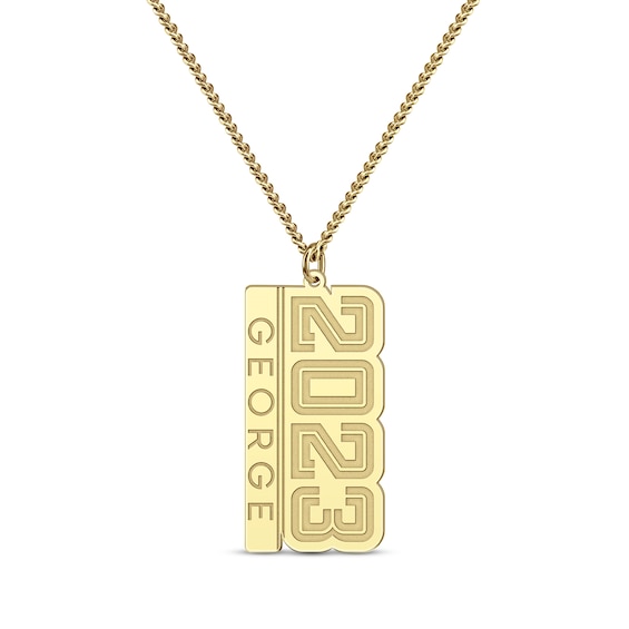 Men's Year Name Necklace 10K Yellow Gold 22"