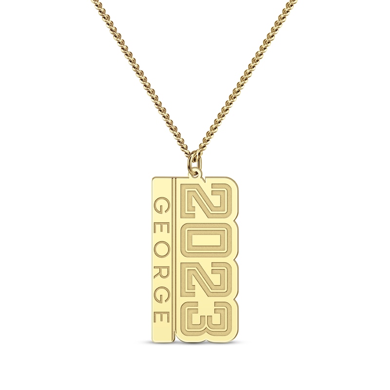 Main Image 1 of Men's Year Name Necklace 10K Yellow Gold 22"