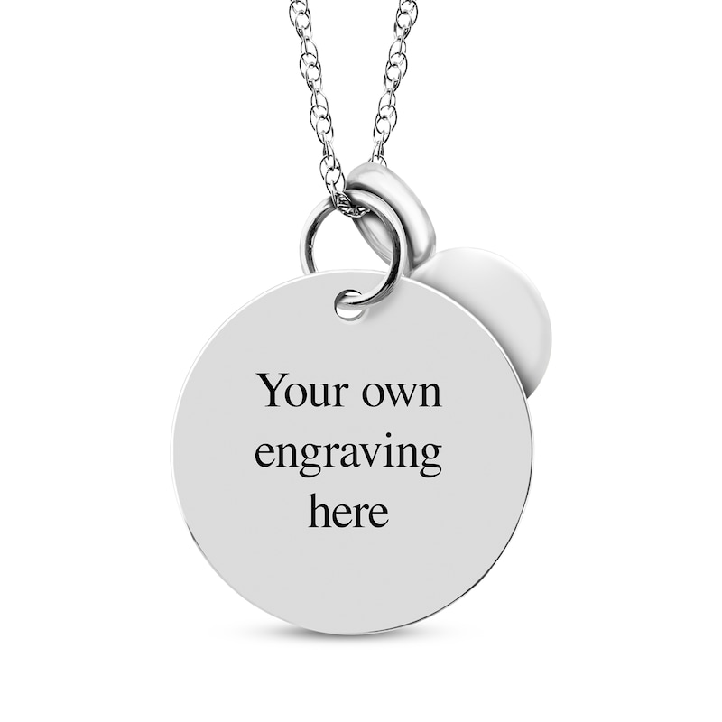 Your Own Handwriting Disc Necklace with Mother-of-Pearl Charm Sterling Silver 18"