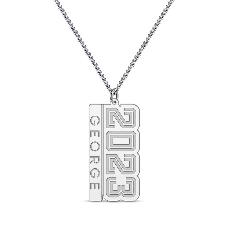 Main Image 1 of Men's Year Name Necklace Sterling Silver 22&quot;