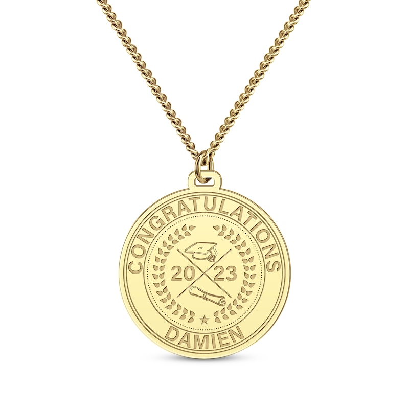 Main Image 1 of Men's Congratulations Grad Name & Year Necklace 10K Yellow Gold 22&quot;