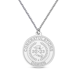 Men's Congratulations Grad Name & Year Necklace Sterling Silver 22"