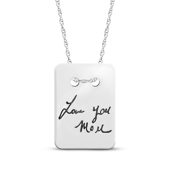 Your Own Handwriting Dog Tag Necklace Sterling Silver 18"