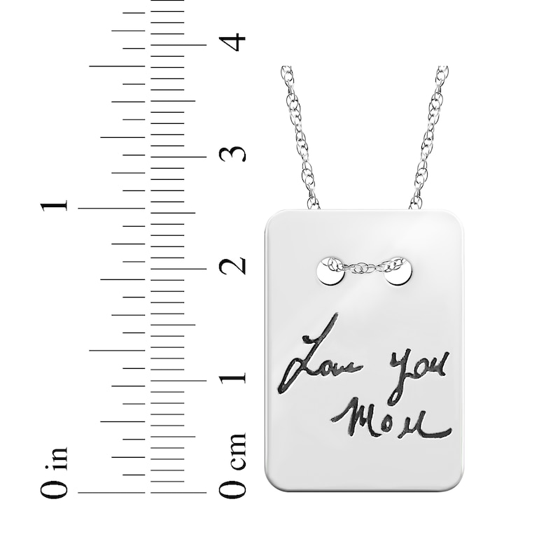 Your Own Handwriting Dog Tag Necklace Sterling Silver 18"